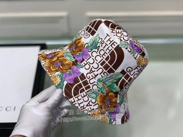 Gucci北面聯名款帽子 古馳男女同款花朵漁夫帽遮陽帽  mm1348